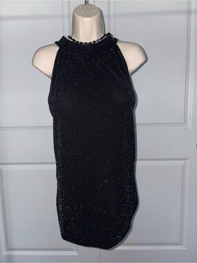 Sparkly Black Sleeveless Top XL